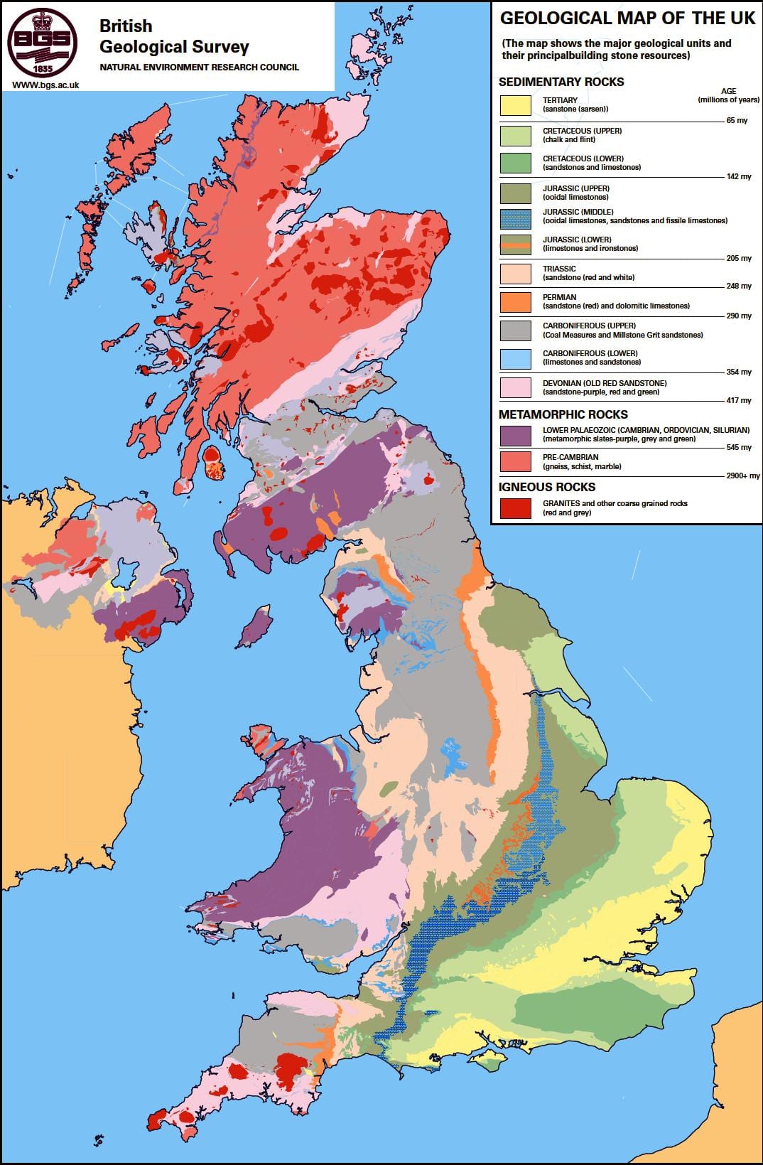 Geologiczna mapa wielkiej Brytanii