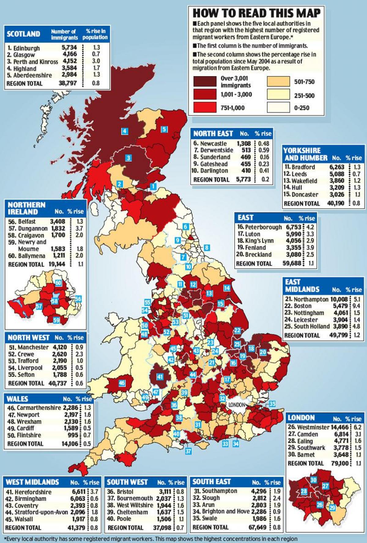 mapa imigracji w wielkiej Brytanii