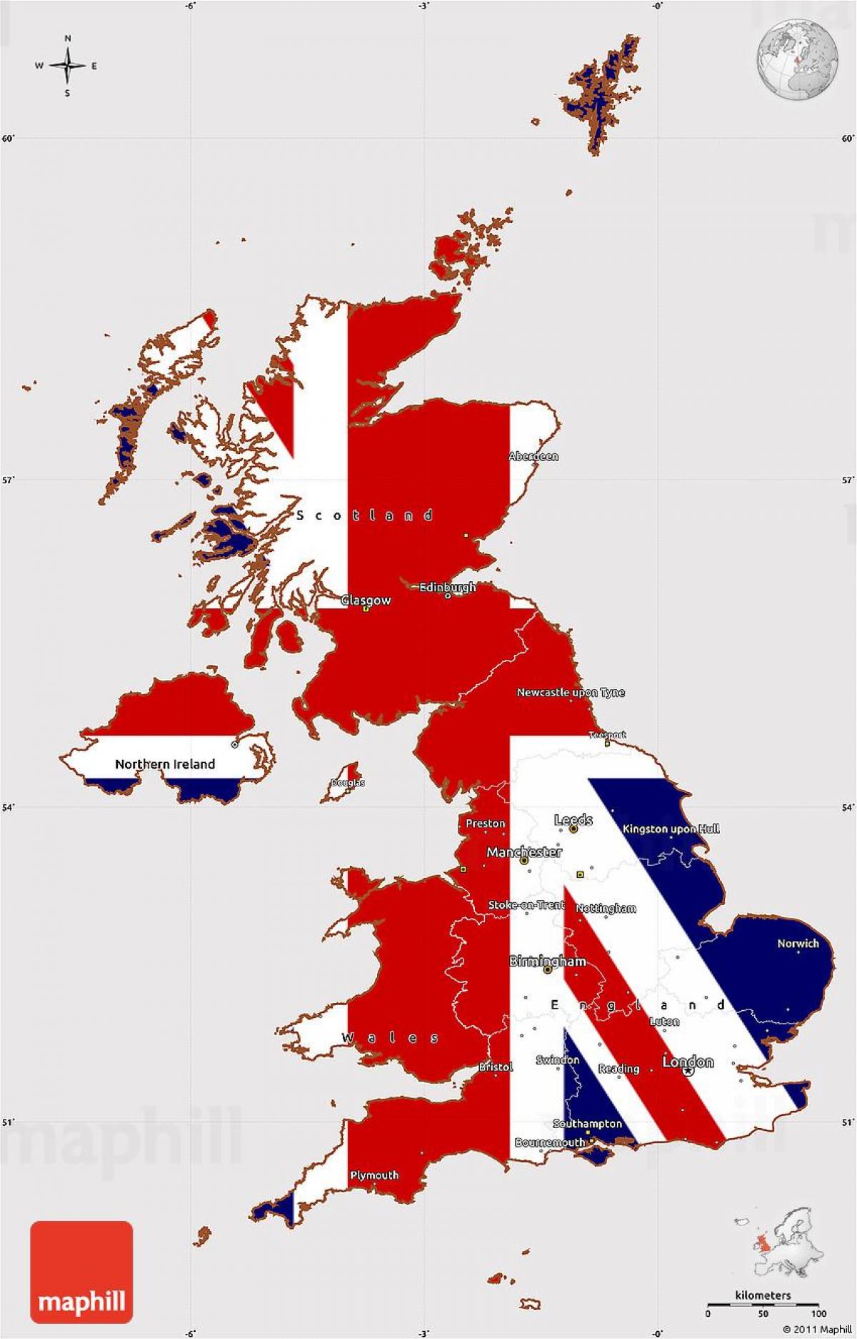 Mapa flaga wielkiej Brytanii flaga wielkiej Brytanii