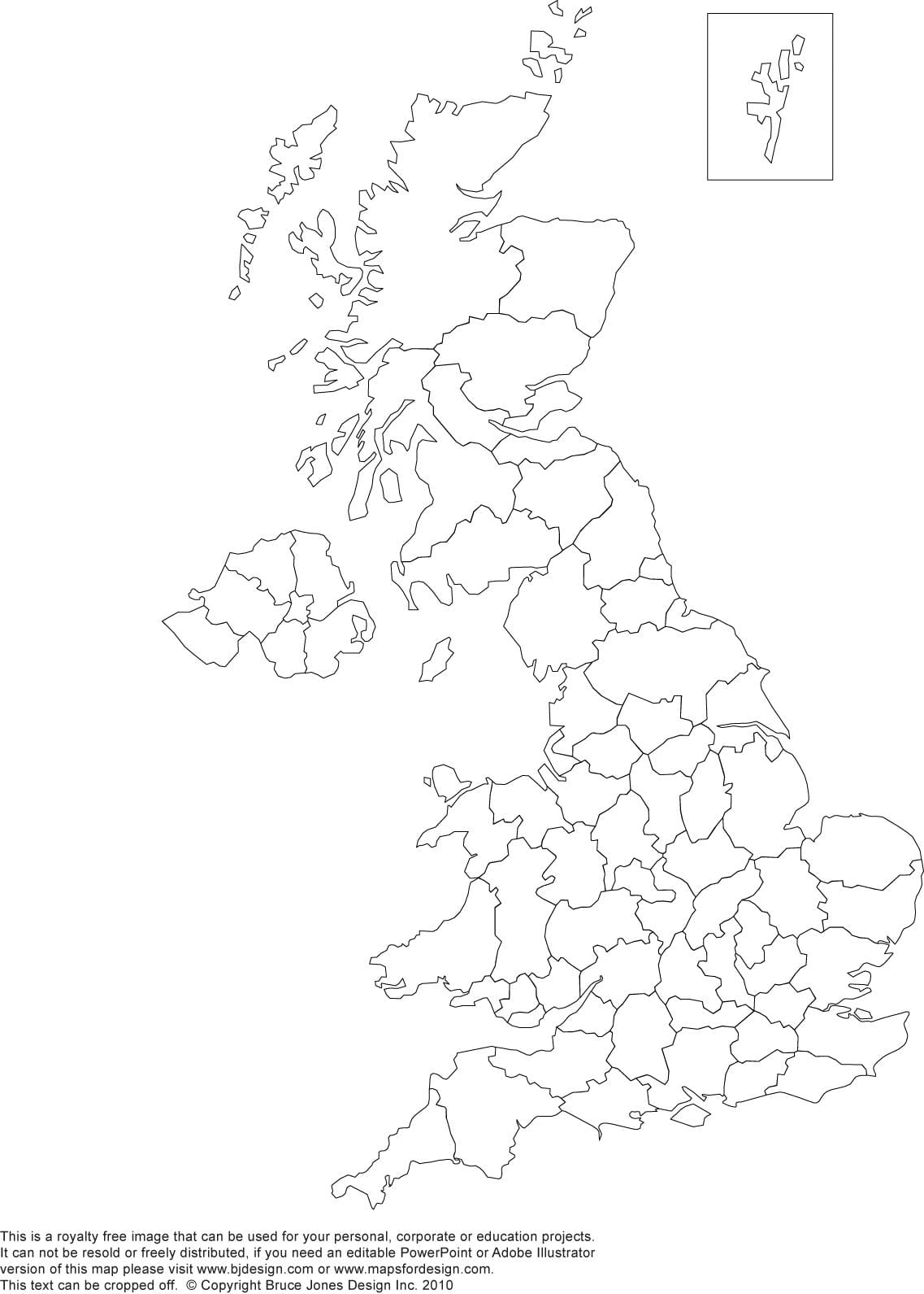 pusta mapa wielkiej Brytanii