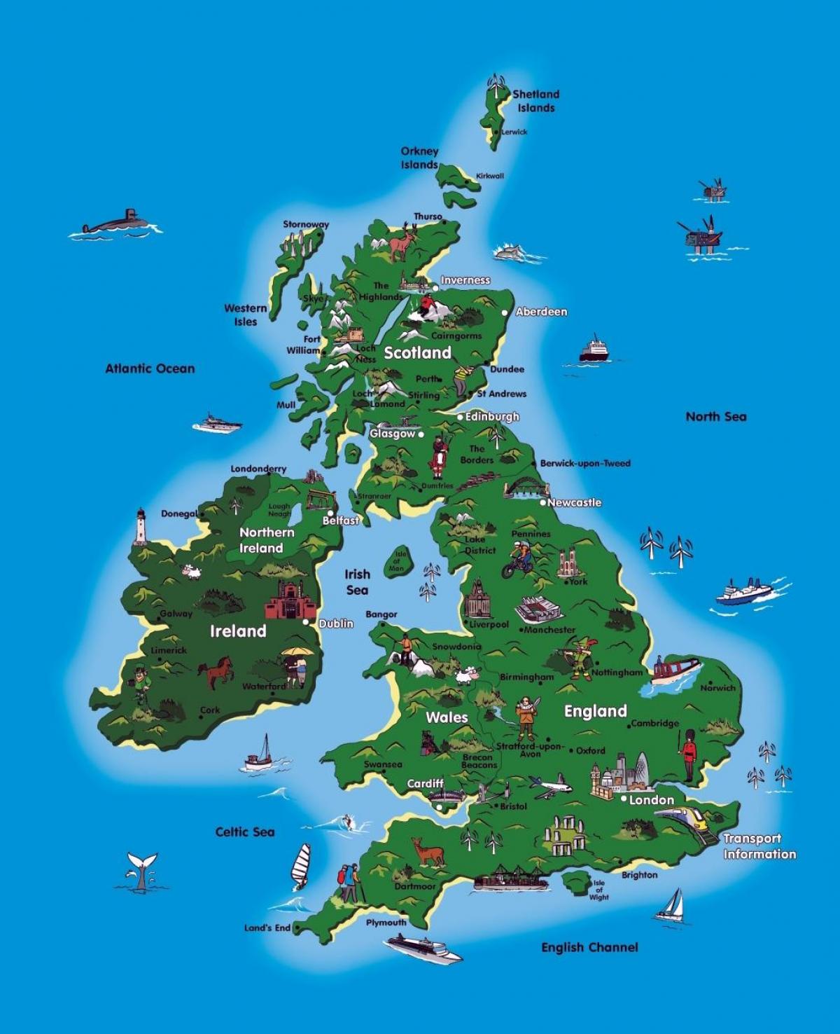 Mapa turystyczna w wielkiej Brytanii