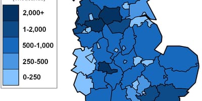 Mapa ludności wielkiej Brytanii